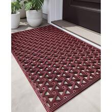 Front Door Mat Outside Entrance Rubber Welcome Floor Mats, Doormat Heavy Duty Non Slip, Dirt Trapper Waterproof Exterior Entry Mats For Patio Entryway Drainage,Home Decor - 紅色 - 查看 1