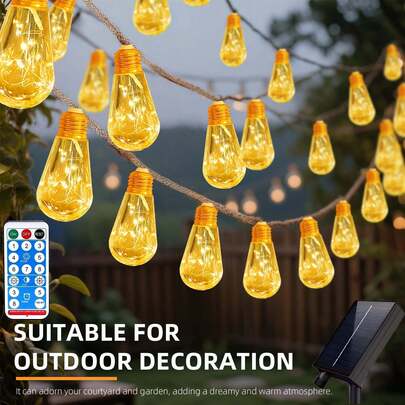 Đèn dây trang trí năng lượng mặt trời, 80/160/240 đèn LED, 8/16/24 bóng đèn chống vỡ, đèn dây chống thấm nước, thích hợp cho Giáng sinh, tiệc vườn, trang trí sân vườn đám cưới.