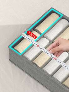 1pc Washable Grey Double-Row Clothes Storage Box, Convenient For Seasonal Organization, Foldable Large Drawer Style Home Use Large Capacity, Easy To Carry, Easy To Fold, Easy To Store, Easy To Take Out - Grey - View 10