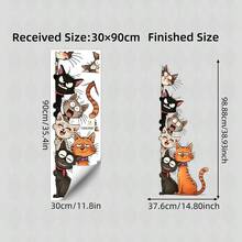 1 件装趣味猫咪叠叠乐墙贴，卡通猫咪橙黑白叠叠乐，可贴于门上，动物图案，适用于婴儿房、卧室或儿童房门，可移除，即撕即贴，趣味玄关主题艺术 - 彩色 - 查看 4