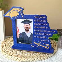 2026 Graduation Wooden Photo Frame With Mini Graduation Cap And Blessing Message, Desktop Photo Display, Perfect Graduation Keepsake Gift - A - View 4