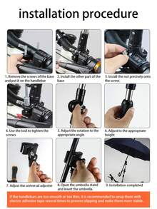 1pc Stainless Steel Multifunctional Umbrella Holder For Wheelchair, Stroller, Bike At Any Angle - Multiple Styles - View 3