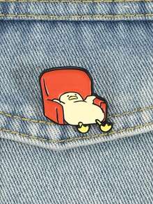 1 Pc Slouchy Duck On Couch Enamel Pin, Unique Fashion Accessory, Perfect Gift Idea, Durable & Stylish Design, Ideal For Collectors - Multicolor - View 4