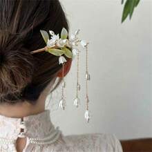 1/2pcs Chinese Style Retro Hair Accessories For Women, Bun Stick, Tassel Hair Clip, Elegant Headpiece - 綠色 - 查看 4