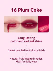 Rom&Nd 1入 3.5g Juicy Lip Tint 16 Plum Cola，冷調梅子棕色調修飾黃皮，舒適不黏膩唇釉，適合夜間散步酒吧約會，酷感果凍光澤唇妝化妝品 - 這果汁唇釉16 梅子可樂 - 查看 2