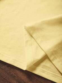 Camiseta de vacaciones informal con estampado de estrella de mar y letras - Amarillo 2 - Ver 4