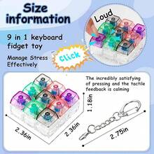 Keyboard Fidget Toy, Keyboard Fidget Keychain 9-In-1 Keyboard Decompression Button Finger Clicker Toys  Fidget Gifts - Purple - View 6