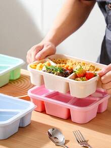 4-Compartment Leak-Proof Bento Box - Reusable, Microwave/Freezer/Dishwasher Food Storage Container With Lid, Ideal For Restaurants, Work, School, Picnics, Perfect Gift For Food Lovers And Busy Professionals - Multicolor - View 2