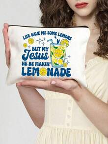 Conjunto de bolso de tela y bolsa "La vida me dio limones pero mi Jesús está haciendo limonada", bolso de lona con estampado de limón e inspiradora cita religiosa - Multicolor - Ver 9