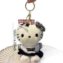 SANRIO 1件三丽鸥粉色、蓝色、黑色和白色印象校服Hello Kitty包包挂饰，毛绒Kitty玩偶礼物 - 彩色 - 查看 7