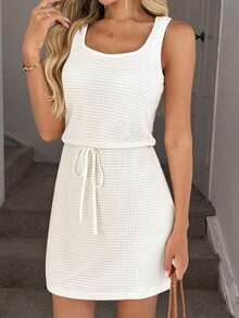 Vestido casual minimalista de estilo urbano color albaricoque de 2 en 1 con top corto para mujer, otoño - Amarillo - Ver 8