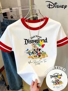 Disney Women's Y2K T-Shirt - Short-Sleeve Round Neck Tee With Minnie Print, Color-Block Casual Shirt Suitable For Daily Wear & Parties, Birthday Gift, Machine Washable For All- Outfits (Iconic Minnie) - White - View 8