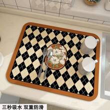 Alfombrilla absorbente antideslizante para secado de platos y café, alfombrilla grande superabsorbente para cocina, secado rápido, almohadilla de drenaje para baño, alfombrilla para vajilla - Perro blanco roto - Ver 16