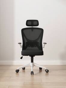 Ergonomic Office Chair With Separate Lumbar Support Backrest - Black and White - View 4