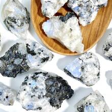 1pc Large Raw Rainbow Moonstone, Naturally Presenting Rugged Rainbow Luster, Suitable For Home Decor, Yoga Gifts, And Mineral Collection, Elegant Design With White, Blue, And Black Marble Veins, A Unique High-Quality Gemstone - Black and White - View 10