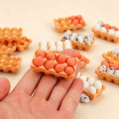 Mini Food Toy Dollhouse Egg Carton Box, Includes Spotted Quail Eggs, Miniature Realistic Kitchen Toy Model