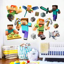 Minecraft Wallpaper Cartoon Stickers For Home, Living Room, Bedroom, Wall Decoration - Cute Wall Stickers For Kids. A Perfect Little Gift For Family And Friends. Birthday Party Decoration Items, Small Gifts For Sending To Relatives And Friends At Parties And Gatherings. - Multicolor - View 7