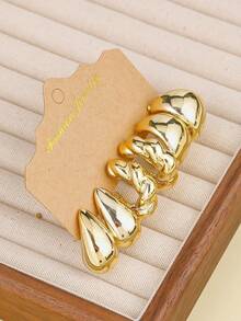 Set de 6 piezas/18 piezas de aretes de tono dorado, con estilo y elegantes, adecuados para uso diario, fiestas y eventos - Dorado - Ver 3