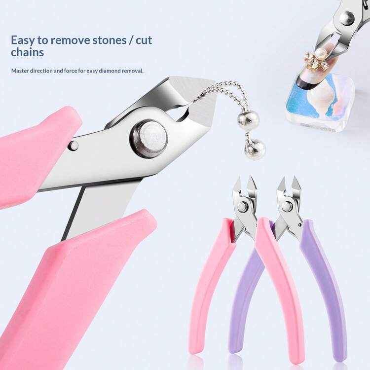 A Nail Art Tool With Nail Clippers, Diamond Cutters, Diamond Cutters, Metal Cutters, And Dry Flower Nail Art - A - View 2