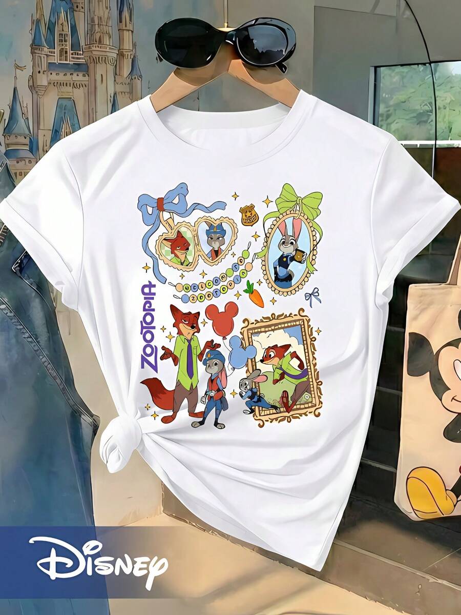 Disney Women's T-Shirt Zootopia Movie 2 Characters Vintage Shirt - 白色 - 查看 1