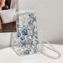 Capinha Capa de transparente Concha azul Para iPhone 11 14 15 16 12 17 13 pro max 7/8 plus produto em alta - Azul - Visão 6