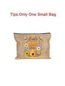 Reusable Tote Bag With Cute Bee & Floral Print, Lightweight Foldable Shopping Bag, Canvas Handbag With Rope Handle, Portable Makeup Cosmetic Travel Pouch, Compact Size Fits Cosmetics, Books, Lunch & Daily Essentials, Great Gift For Mom, Wife, Grandma, Mother's Day - Multicolor - View 16