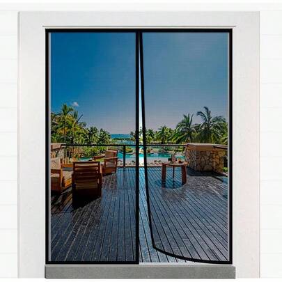 Magnetic Closure Screen Door 62 Inchx81 Inch French Door Sliding Door Pet And Dog Friendly, Durable Fiberglass Mesh Double Door Screen Mesh Retractable Curtain, Keep Bugs. Mosquito Out, Fly Screen