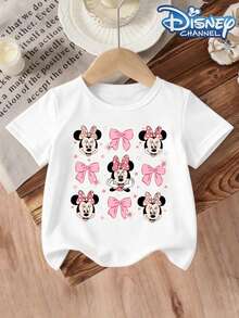A Casual And Fashionable Short-Sleeved T-Shirt From Disney, Suitable For Girls To Wear. The Pattern Features Mickey Mouse And Minnie Mouse. It Is Suitable For Party Outfits And Daily Wear. - 白色 - 查看 1