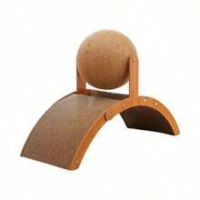 Arch Bridge Wooden Cat Scratching Board, Stable Non-Slip Base, Curved Cat Scratching Pad, Interactive Indoor Cat Toy, Suitable For Kittens And Adult Cats, Sisal Ball Scratching Board, Pet Claw Care Furniture - one-size - View 6