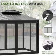 Gazebo Universal Mosquito Netting, 10'x 12' Outdoor Canopy Net Screen 4 - Panel Sidewall Gazebo Curtains, With Zippers, Easy To Install, Fit Most Gazebos 10x12 Canopy, PatioBlack - 黑色 + 10*12 - 查看 7