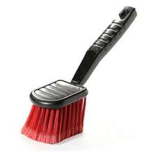 1 pieza Cepillo suave de cerdas para lavar el coche - Herramienta de limpieza de llantas y carrocería con mango largo y cabezal rojo para cubos de rueda - negro - Ver 8