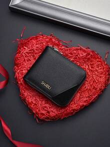 SHABILI Ví nam ngắn kiểu retro mới, ví gập siêu mỏng, ví đựng thẻ đa năng, ví da thời trang dành cho thanh thiếu niên và học sinh. - màu đen - Xem 9