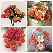 Hojas de papel crepé con alambre de hierro con flores, estambres y cinta verde para manualidades de flores de papel de regalo coloridas, papel de envolver, artesanías, decoraciones para fiestas de cumpleaños, bodas y días festivos. Se puede usar como un regalo hecho a mano para el Día de la Boda y el Día de la Madre. - multicolor - Ver 11