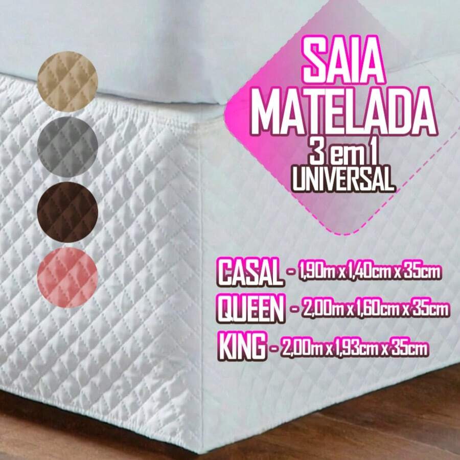 3-In-1 Adjustable Bed Skirt With Quilted Headboard For Single/Double/Queen Bed Base - -Trắng - Xem 1
