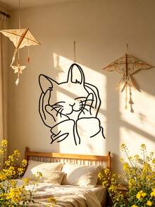 Charming Metal Woman With Cat Wall Art - Ideal Gift For Cat Lovers, Iron Art Decor, Perfect For Room Decoration Gifts Birthday Graduation - Black-b - View 6