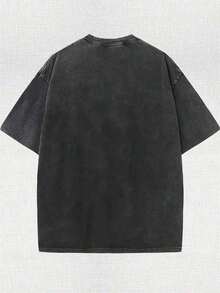 Vintage Washed Dog Graphic T‑Shirt, Retro Sunglasses Dog Print Crew Neck Short Sleeve Casual Fall Streetwear Oversized Tee For Women - 黑色 - 查看 4