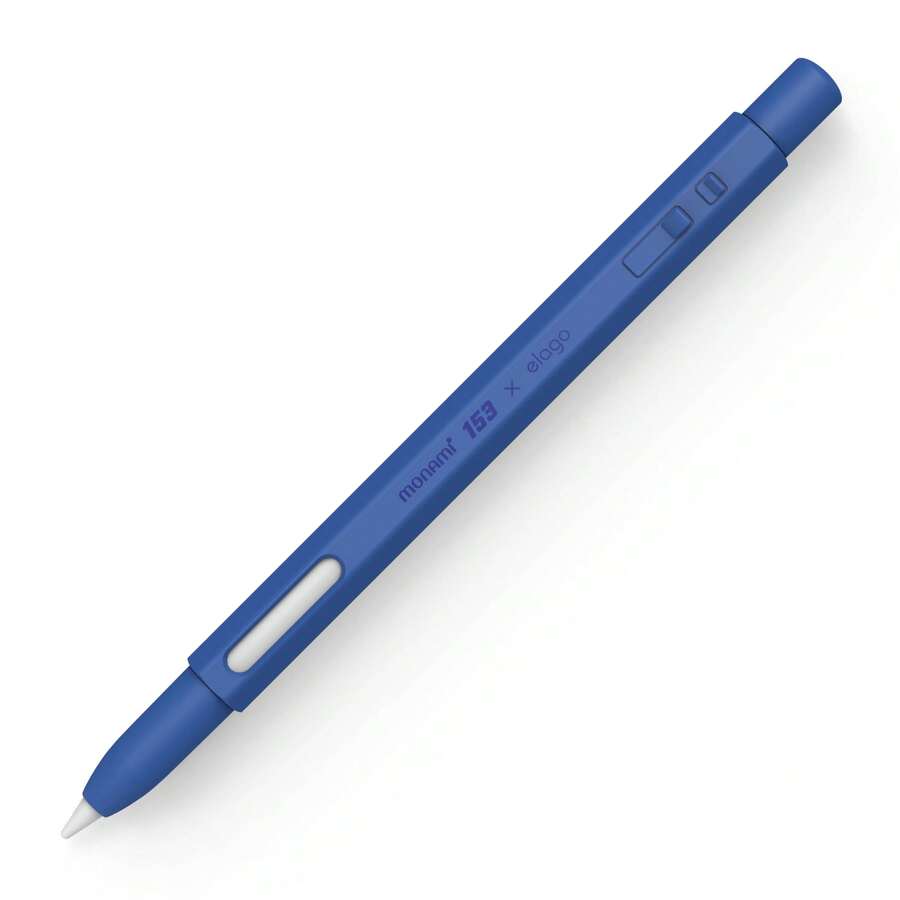 Elago X MONAMI Compatible With Apple Pencil Pro Case & Apple Pencil 2nd Generation Case, Back To School, Gift For Friends And Family, Apple Pencil Accessories, Magnetic Charging And Double Tap, Durable Silicone, Premium Stylus Cover, Protective Covering - Deep Blue - 查看 1