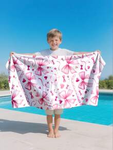 1pc Pink Bow Kids Beach Towel, Super Soft Microfiber Extra Large Beach Blanket, Super Absorbent Bath Towel, Suitable For Travel, Swimming Pool, Diving, Surfing, Yoga, Camping, Available In Multiple Sizes, Beach Accessories - Multicolor - View 8