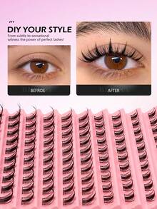 Asiteo 100pcs 10-18mm Cartoon Style False Eyelash Clusters, DIY Eyelash Extension Decor, Spiky Anime Style False Eyelash Clusters, Individual False Lashes, Easy To Wear, Reusable For Daily Makeup - 黑色 - 查看 3