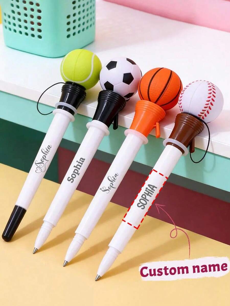 Customized Text/LOGO Creative Stress Relief Bouncy Retractable Ballpoint Pen, Squeeze & Shoot Pen, Student Fidget Toy, Water Pen, Customized Pen, Perfect Gift For Kids, Students, Teachers, Family And Friends, Back To School - Multicolor - View 1