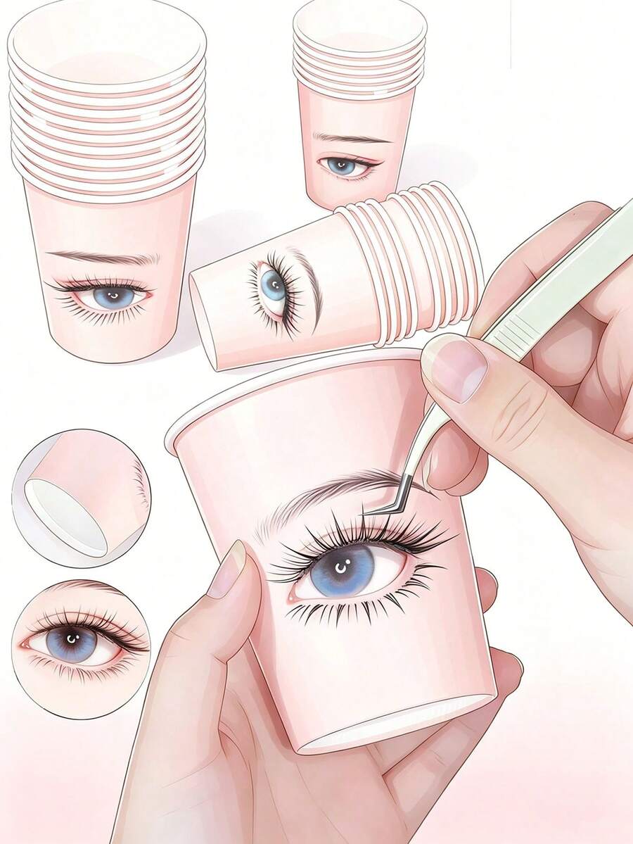 2/10/20/30Pcs Disposable Eyelash Extension Cups, Lash Grafting Display Holder Training Cups, Paper Lash Practice Tools For Salon Students Beginners - Multicolor - View 1