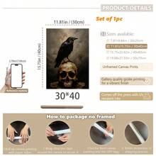 1 pieza Póster de pintura al óleo estilo Dark Academia con cuervo y calavera, decoración gótica vintage, obra de arte misteriosa y sombría con temática de Halloween, adecuado para sala de estar, dormitorio, dormitorio estudiantil, apartamento, oficina, baño, cocina, comedor, sala de juegos, biblioteca, estudio y decoración de fiesta de Halloween, regalo perfecto para amantes del arte oscuro, decoración del hogar - Multicolor - Ver 16