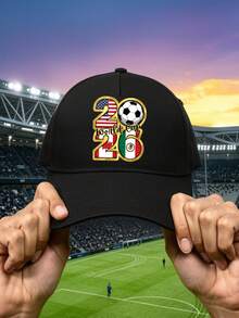 2026 World Cup Soccer Cap – Unisex, Adjustable, With Flag Prints (USA, Mexico, Canada, Brazil, Germany, Argentina). Ideal Outdoor Sun Hat For Matches - 黑色 - 查看 4