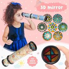 1pc Extendable Kaleidoscope, Color Rotating Telescope, 360° Rotating 3D Mirror, Ideal Choice For Perfect Birthday Parties And Classroom Rewards - Blue - View 2