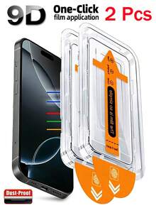 适用于 17/16/15/14/13/12/11 Pro Max/XR/X/XS Max/16/15/14 Plus/16e/17e 的 2 片装钢化玻璃屏幕保护膜，免尘安装，全屏覆盖，附带安装盒 - 無色 - 查看 30