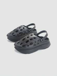 1 đôi dép bít mũi Jifffly unisex, nhẹ, chống trơn trượt, đế EVA dày, thiết kế rỗng thoáng khí, dép xăng đan cổ thấp kiểu dáng thường ngày ngoài trời. - màu đen - Xem 6