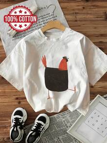 Short-Sleeved T-Shirt With A Pure Round Neck - White - View 2