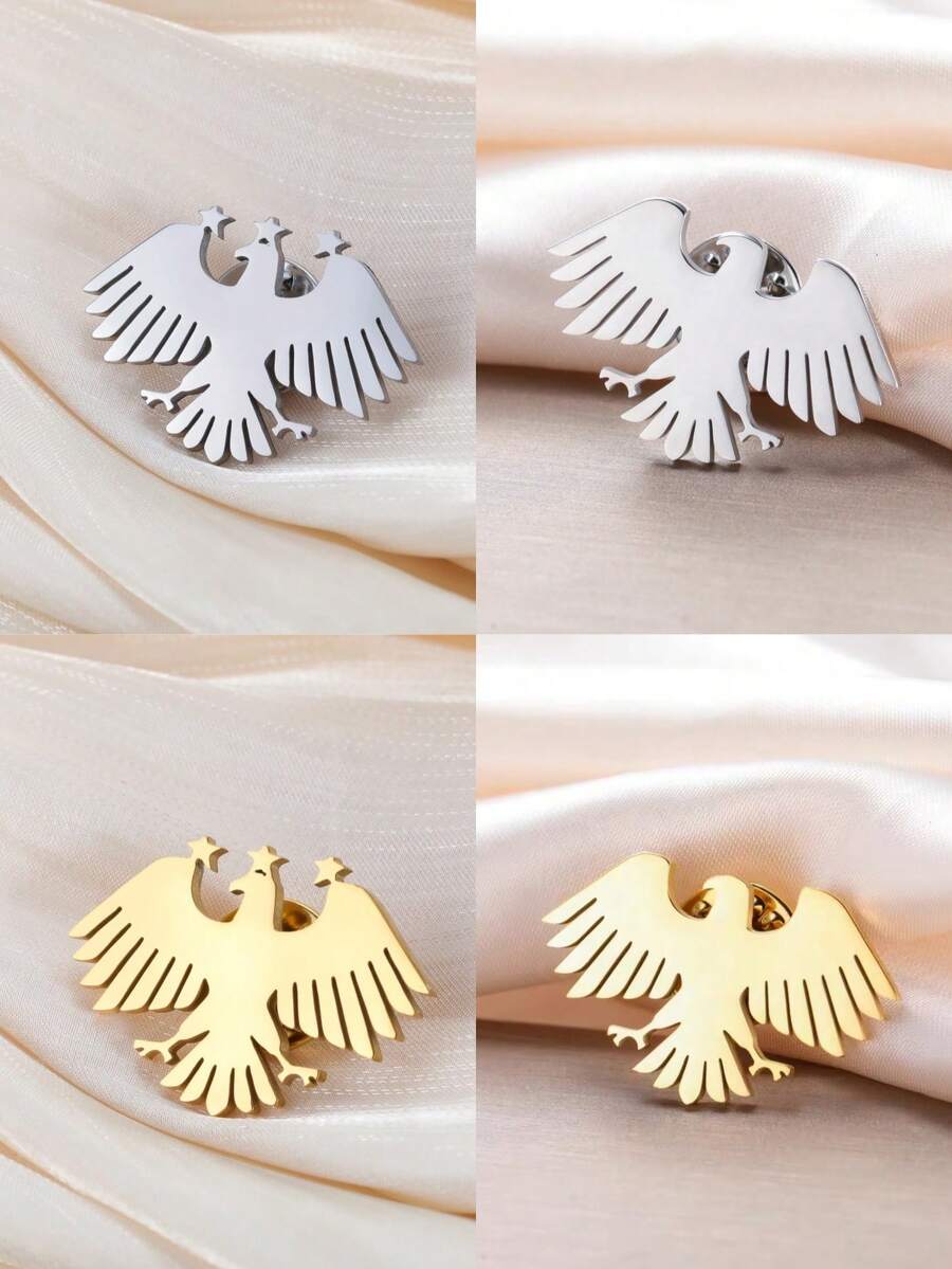 TEAMER 1枚不锈钢鹰翼星形胸针,时尚个性化纪念礼物,朋友服饰配饰 - 胸針 - 查看 1