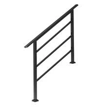 [Same Code 04286986]Handrails For Outdoor Steps Wrought Iron Handrail Fits 1 To 4 Steps Transitional Handrail With Installation Kit Black - As Pic - View 12