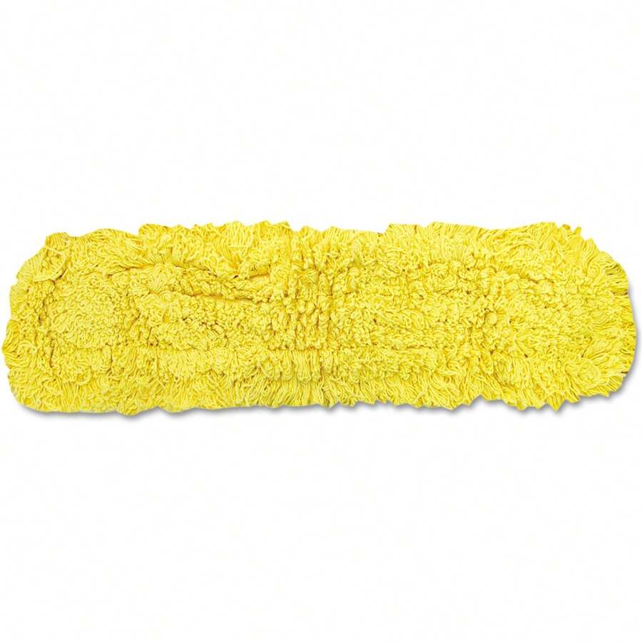 Repuesto de cabezal de mopa de piso de algodón Trapper de 36 pulgadas de color amarillo para mantenimiento de limpieza en escuelas, comedores y edificios de oficinas - A - Ver 1